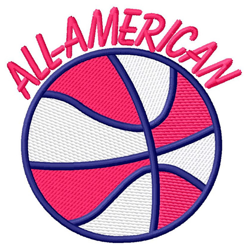 All American Basketball Machine Embroidery Design
