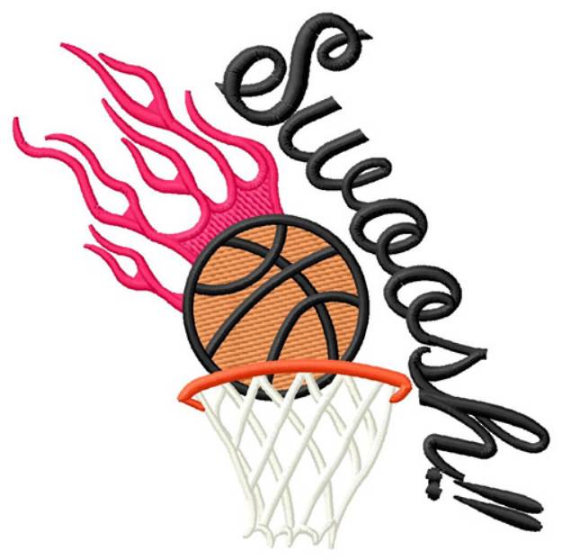 Picture of Basketball Swoosh Machine Embroidery Design