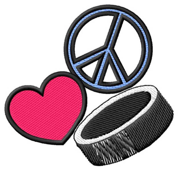 Picture of Peace Love Hockey Machine Embroidery Design