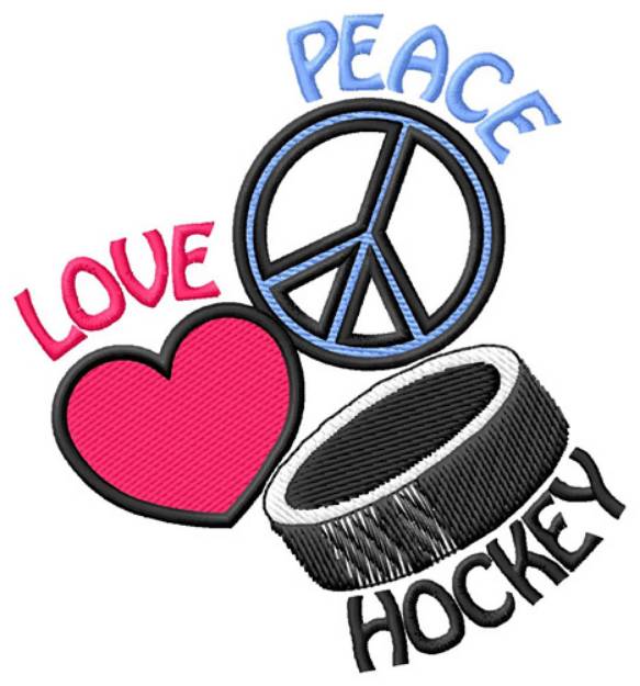 Picture of Peace Love Hockey Machine Embroidery Design