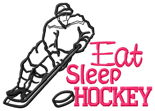 Eat Sleep Hockey Machine Embroidery Design