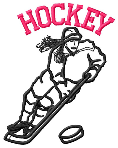 Female Hockey Player Machine Embroidery Design