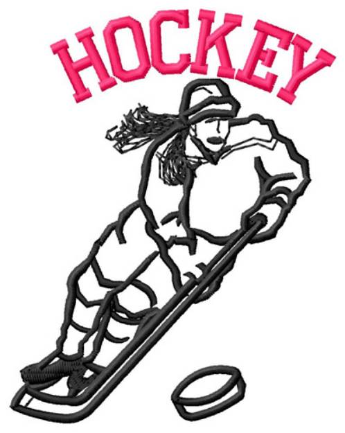 Picture of Female Hockey Player Machine Embroidery Design