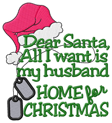 Husband Home For Christmas Machine Embroidery Design