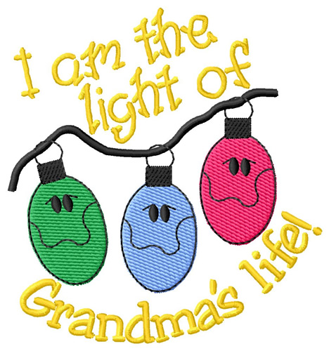 Grandmas Christmas Lights Machine Embroidery Design