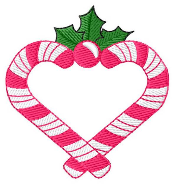 Picture of Candy Cane Heart Machine Embroidery Design