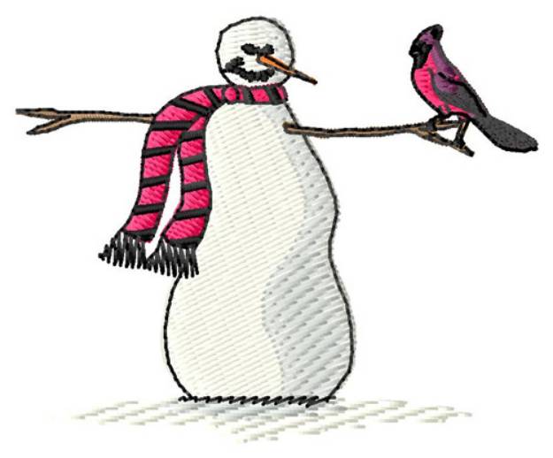 Picture of Snowman With Cardinal Machine Embroidery Design