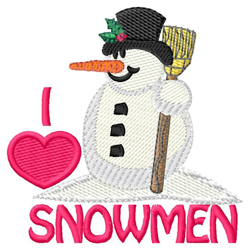 I Love Snowmen Machine Embroidery Design