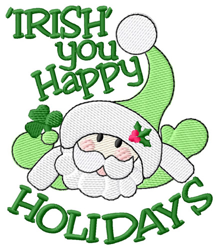 Irish Happy Holidays Machine Embroidery Design