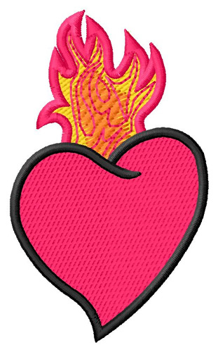 Flaming Heart Machine Embroidery Design