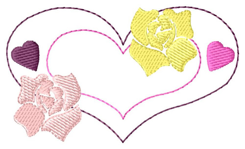 Heart And Rose Machine Embroidery Design