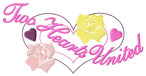 Two Hearts United Machine Embroidery Design
