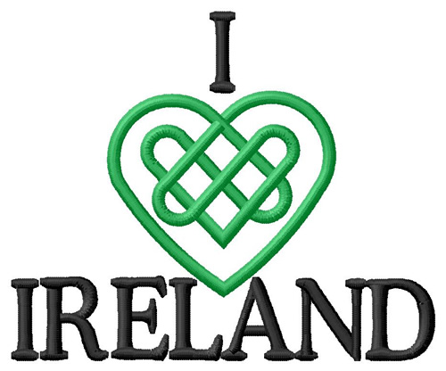 I Love Ireland Machine Embroidery Design