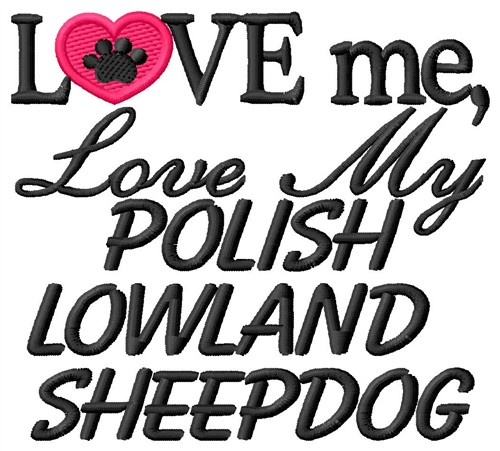 Polish Lowland Sheepdog Machine Embroidery Design