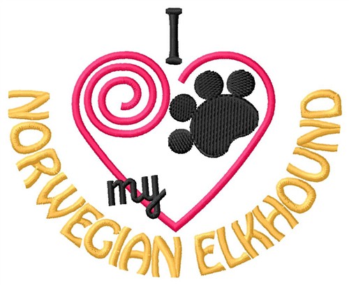 Norwegian Elkhound Machine Embroidery Design