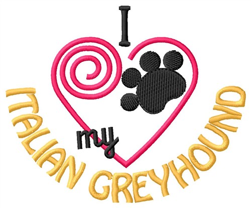 Italian Greyhound Machine Embroidery Design