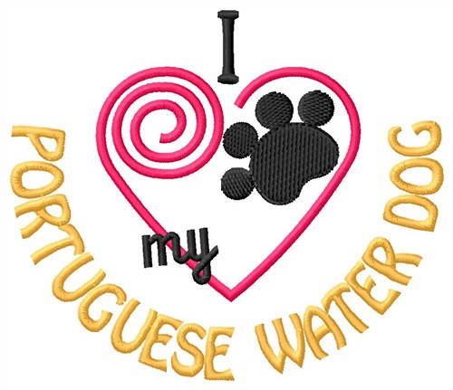 Portuguese Water Dog Machine Embroidery Design