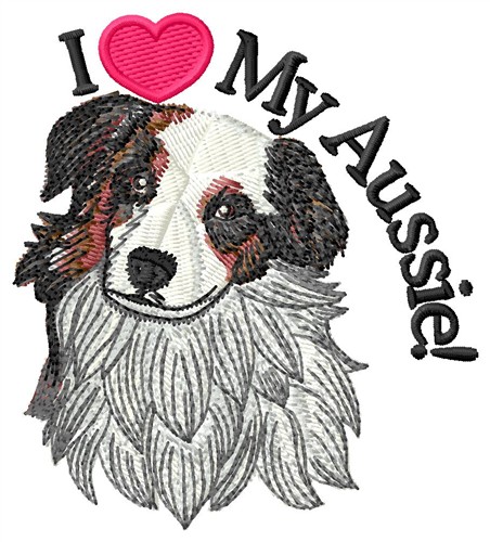I Love My Aussie Machine Embroidery Design