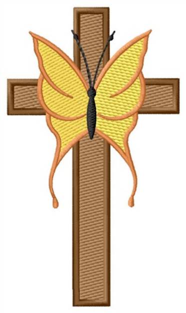 Picture of Cross With Butterfly Machine Embroidery Design