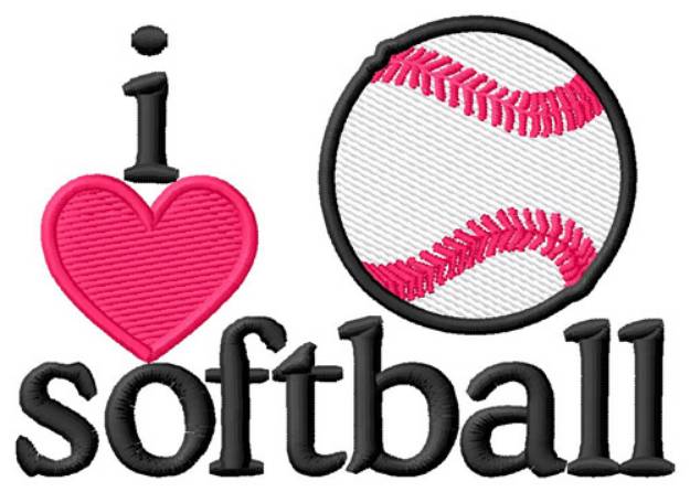 Picture of I Love Softball Machine Embroidery Design
