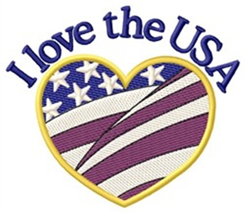 I Love The USA Machine Embroidery Design