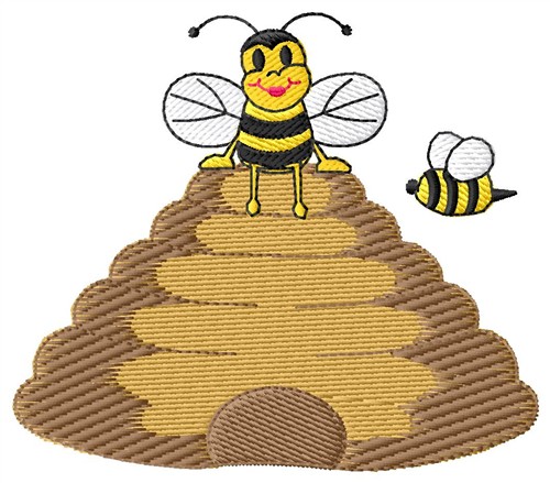 Bee On Hive Machine Embroidery Design