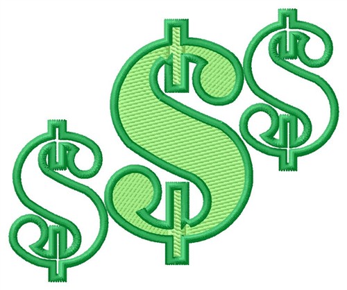Dollar Signs Machine Embroidery Design