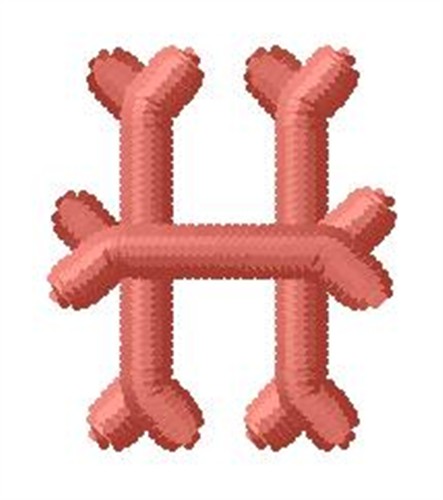 Bone Letter H Machine Embroidery Design