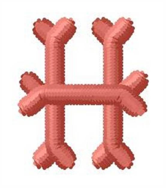 Picture of Bone Letter H Machine Embroidery Design