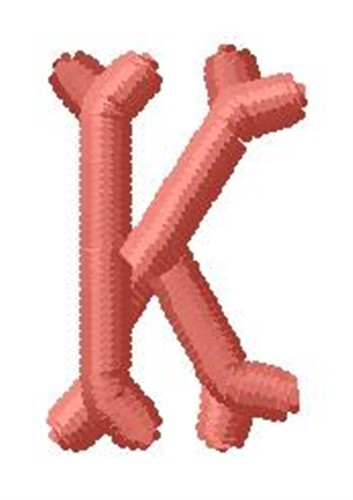Bone Letter K Machine Embroidery Design
