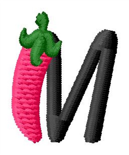 Pepper Letter M Machine Embroidery Design