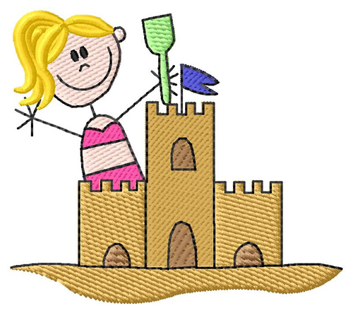 Sand Castle Girl Machine Embroidery Design