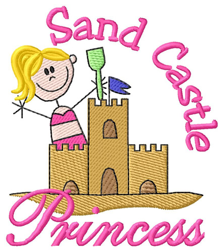 Sand Castle Princess Machine Embroidery Design