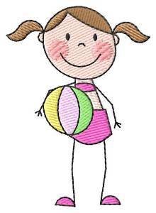 Picture of Girl With Ball Machine Embroidery Design