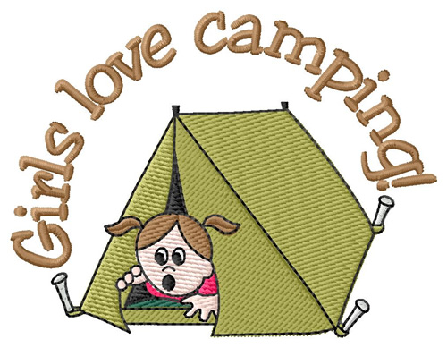 Girls Love Camping Machine Embroidery Design
