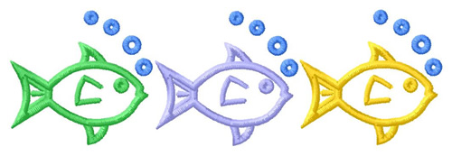 Three Fish Machine Embroidery Design