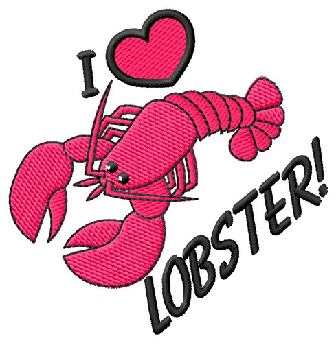 I Love Lobster Machine Embroidery Design