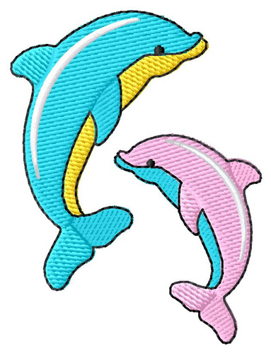 Two Dolphins Machine Embroidery Design