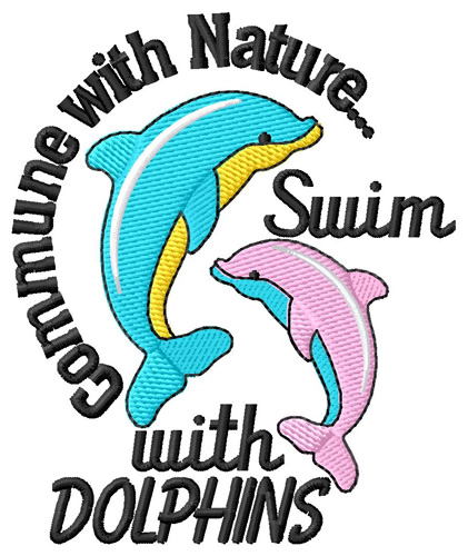 Swim With Dolphins Machine Embroidery Design