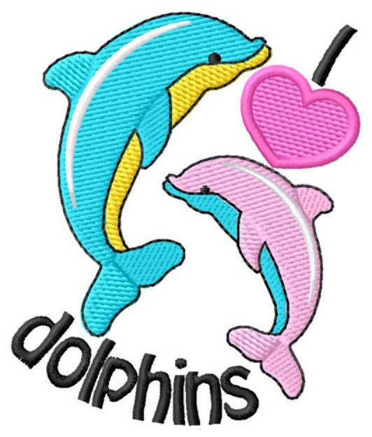Picture of I Love Dolphins Machine Embroidery Design