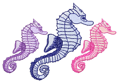 Seahorses Machine Embroidery Design