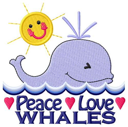 Peace Love Whales Machine Embroidery Design