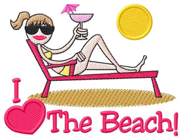 Picture of I Love The Beach Machine Embroidery Design
