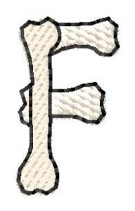Picture of Bones Letter F Machine Embroidery Design