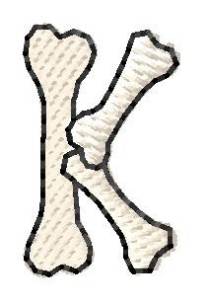 Picture of Bones Letter K Machine Embroidery Design