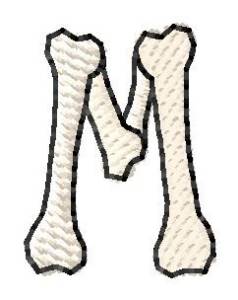 Picture of Bones Letter M Machine Embroidery Design