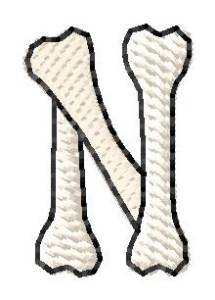 Picture of Bones Letter N Machine Embroidery Design