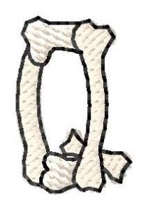 Picture of Bones Letter Q Machine Embroidery Design