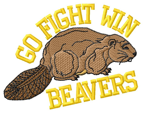 Beavers Go Fight Win Machine Embroidery Design