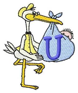Picture of Stork with Baby U Machine Embroidery Design